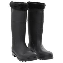 VidaXL Bottes de pluie en PVC avec semelle amovible, Taille 45, Noir.