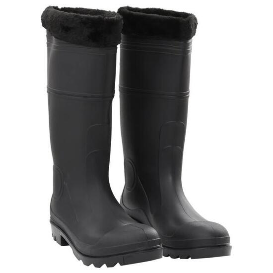 Bottes de pluie VidaXL avec chaussettes amovibles taille 45 PVC noir