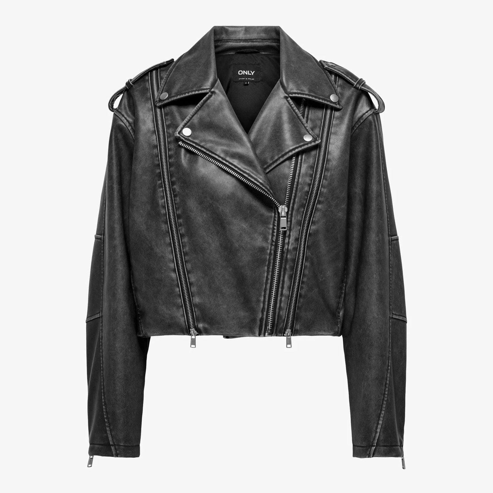 Only - Veste Only Casey Simili Cuir Phantom Lavé - Veste - Gris|multicolore - Decathlon