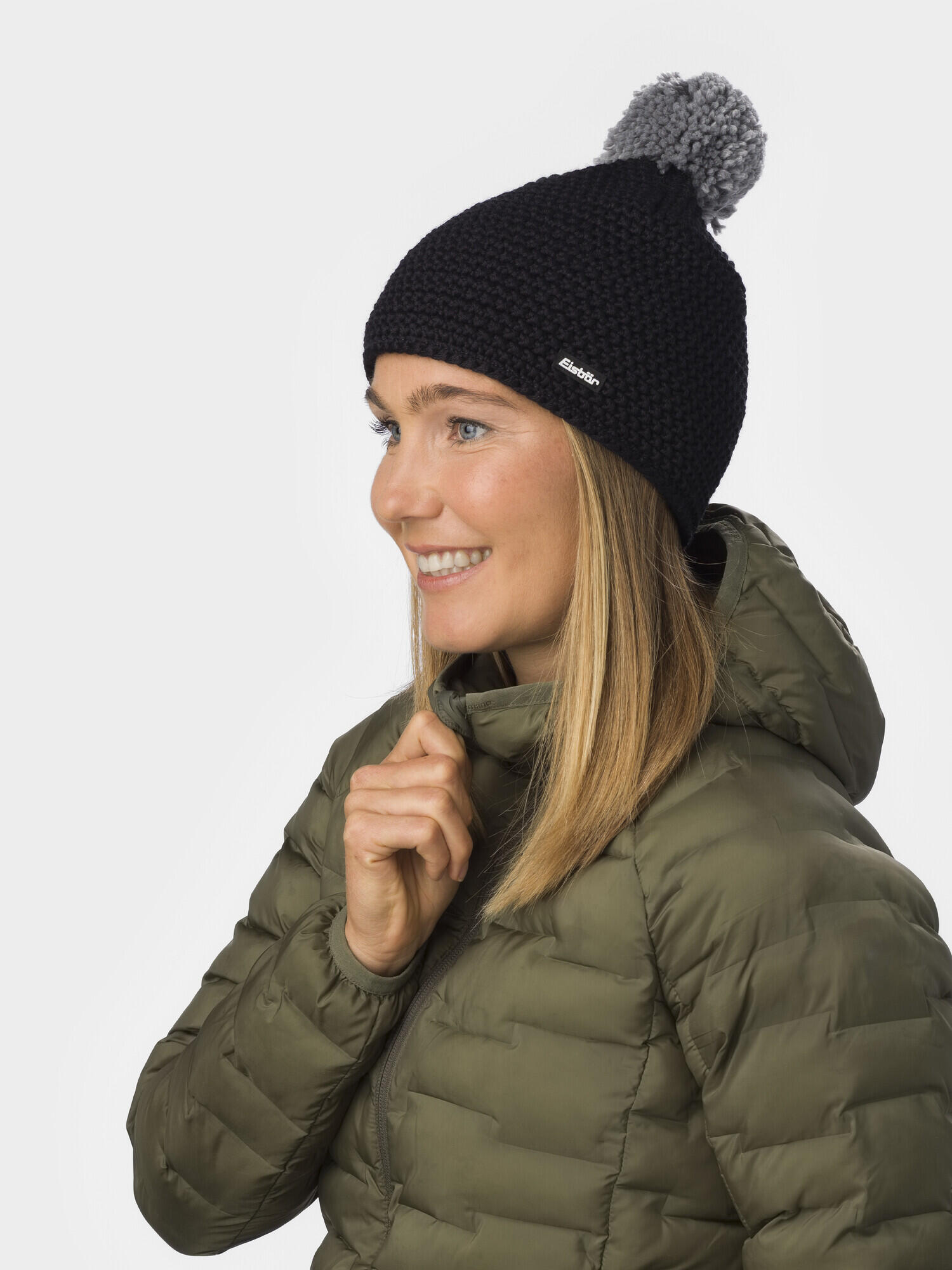 Gorro Jamie com pompom, em lã merino com forro polar quente para homem e mulher 4/6