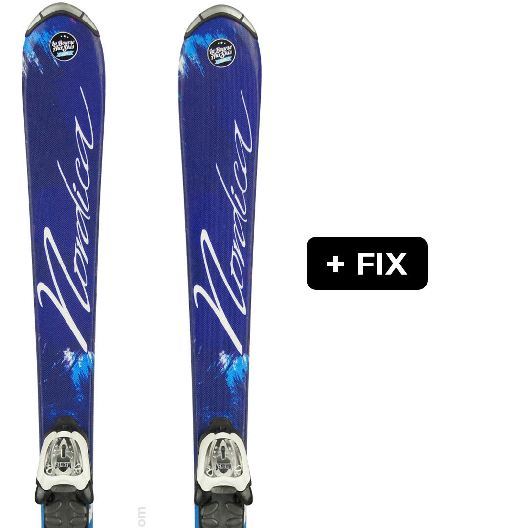 Nordica - Reconditionné - Nordica Little Belle Junior + Fix - Très Bon État - Skis - Bleu - 100 - Decathlon