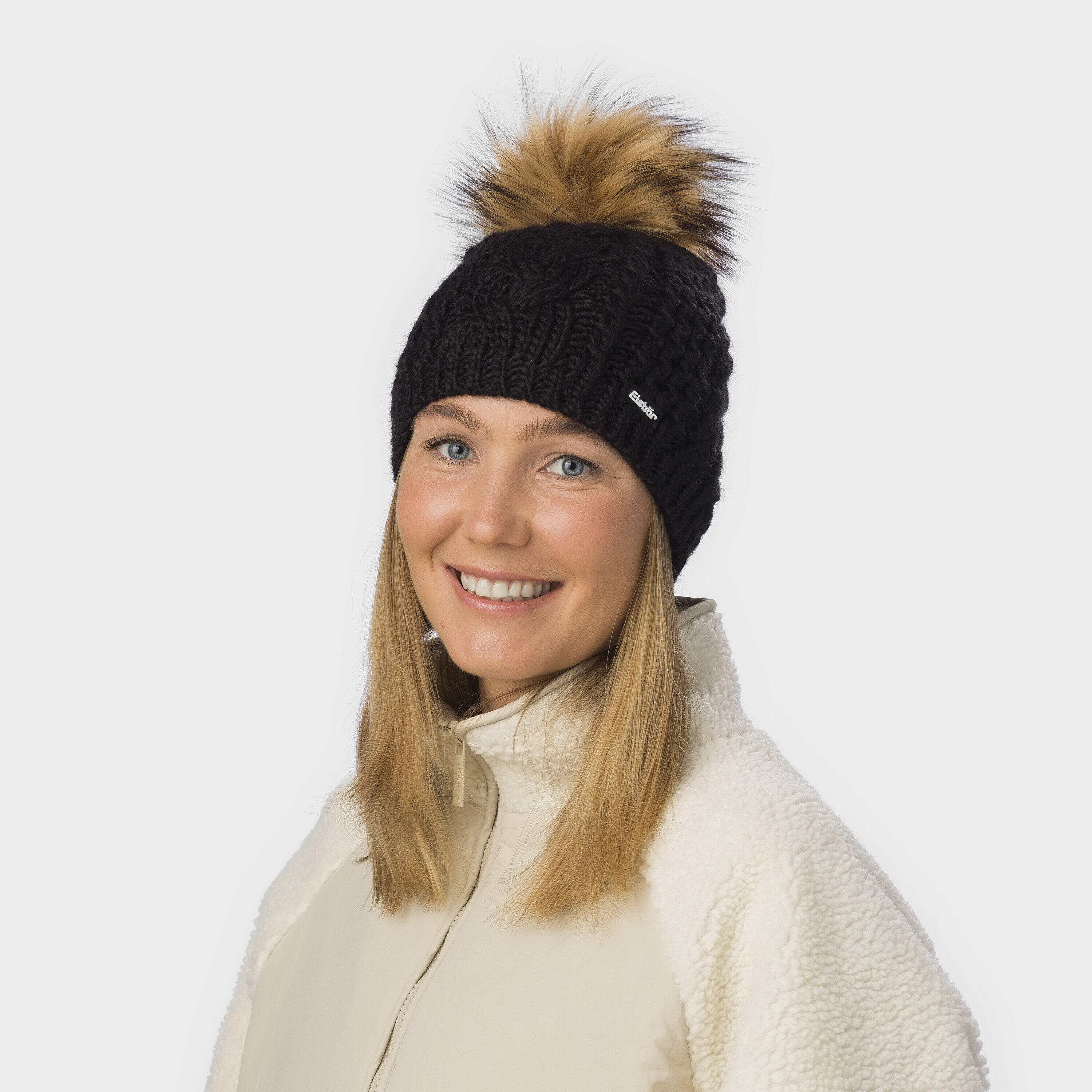 Bonnet Afra Lux à pompon femme bonnet d'hiver polaire pompon chaud Merino 2/3