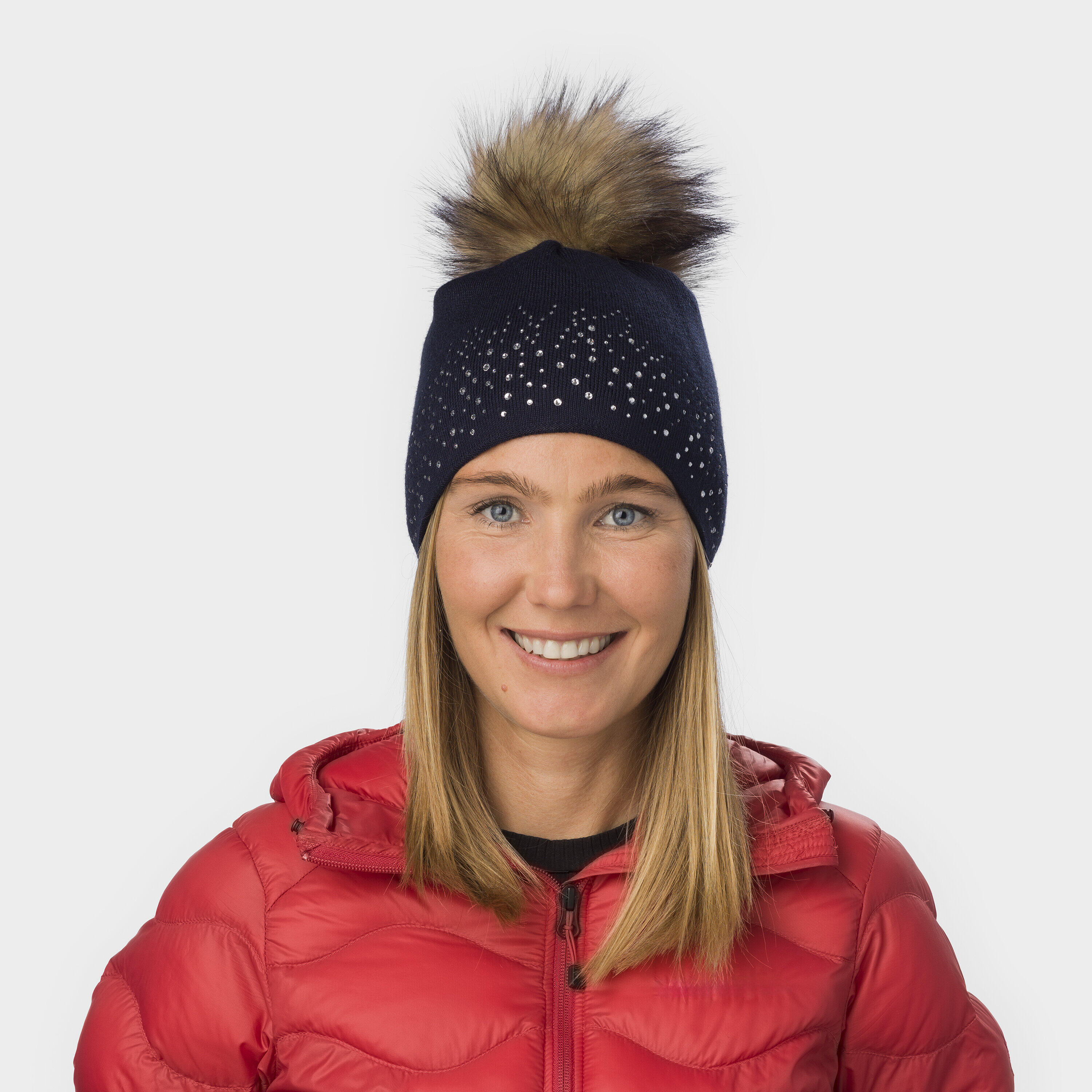 Mütze Neila Lux Crystal Bommelmütze Damen Wintermütze Fleece Pompon warm Merino 2/3