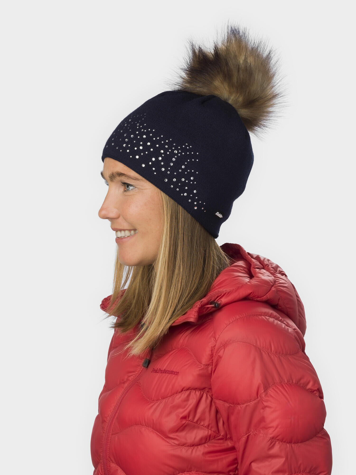 Mütze Neila Lux Crystal Bommelmütze Damen Wintermütze Fleece Pompon warm Merino 3/3