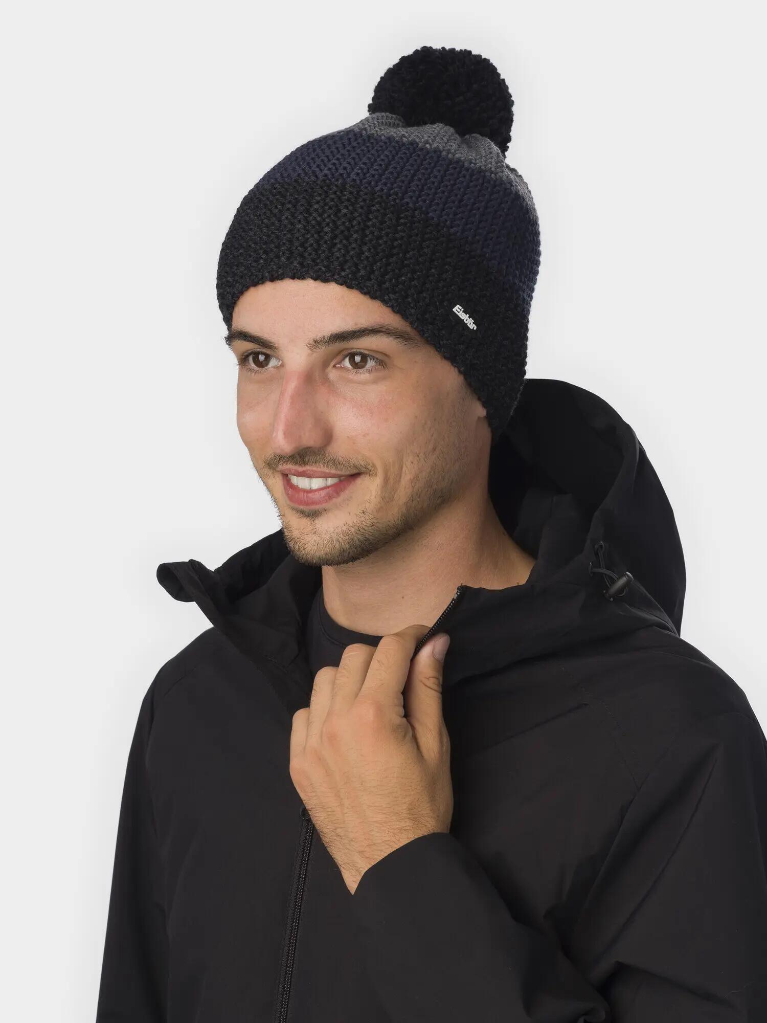 Eisbär Star Pompon MÜ Bommelmütze für Herren und Damen aus 50% Merinowolle 3/4
