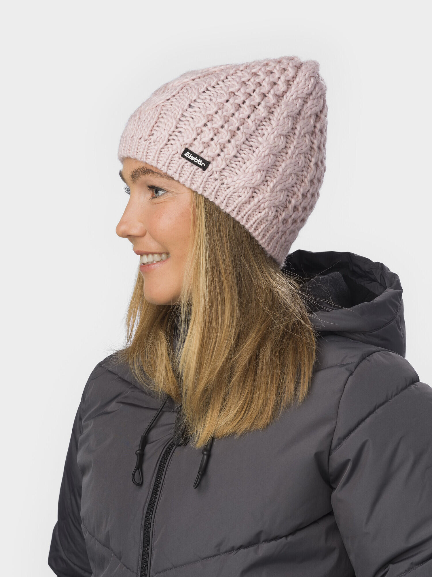 Mütze Afra Wintermütze Damen Haube Fleece warm Merino 3/4