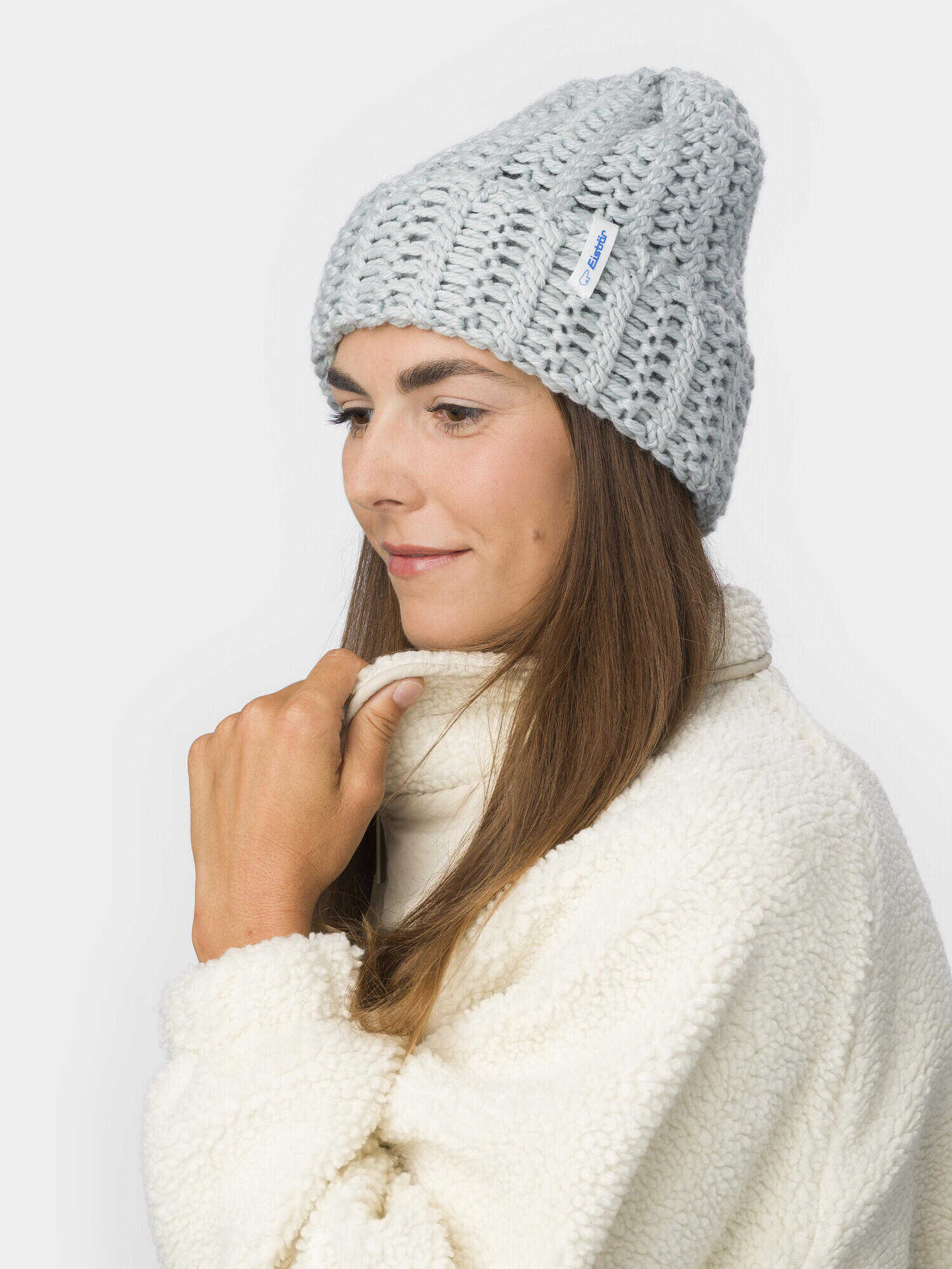 Mütze Selda Strickmütze Damen Haube weich bequem Merino 3/3