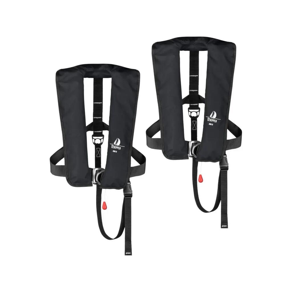2-pack automatic life vest 300N ISO with harness, black