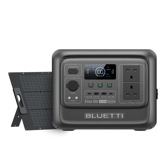 Elite 100 V2 1024Wh solar generator with 350W panel for camping and vans