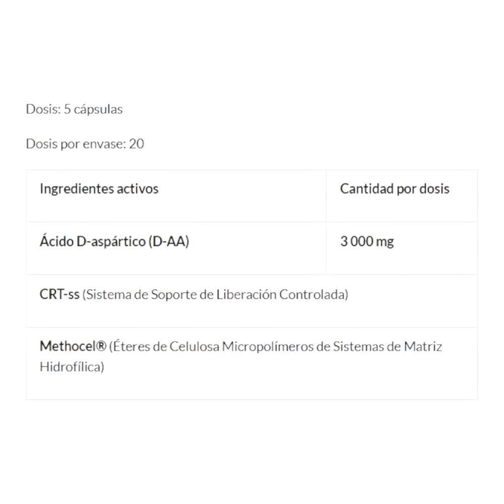 D-AA Max Pure (Ácido Aspártico) - 100 Cápsulas Amix Nutrition 2/4