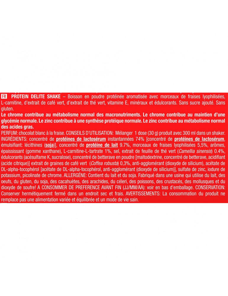 Substituts de repas | Protein delite shake (700g) | Fraise Chocolat Blanc 3/4