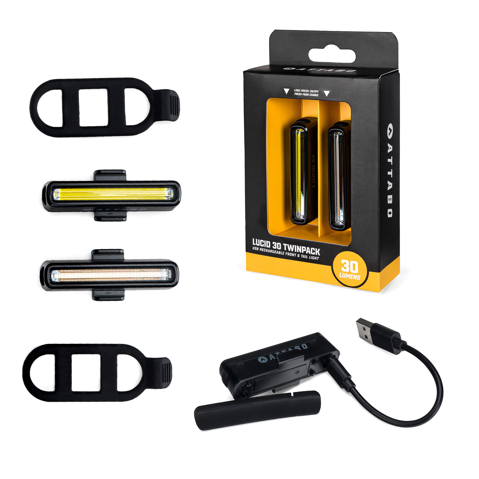 Conjunto de faróis de bicicleta ATTABO LUCID 30 1/7