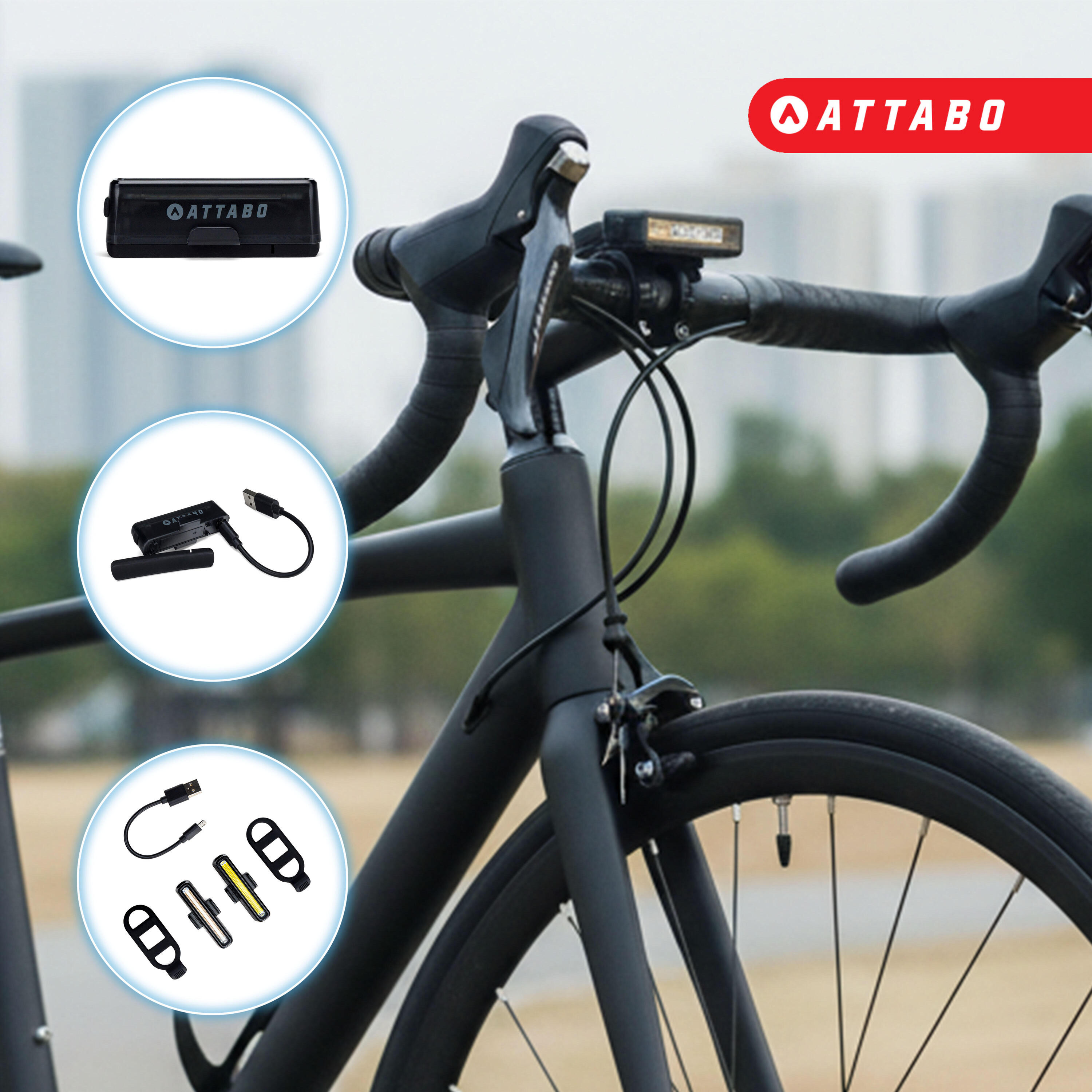 Conjunto de faróis de bicicleta ATTABO LUCID 30 4/7
