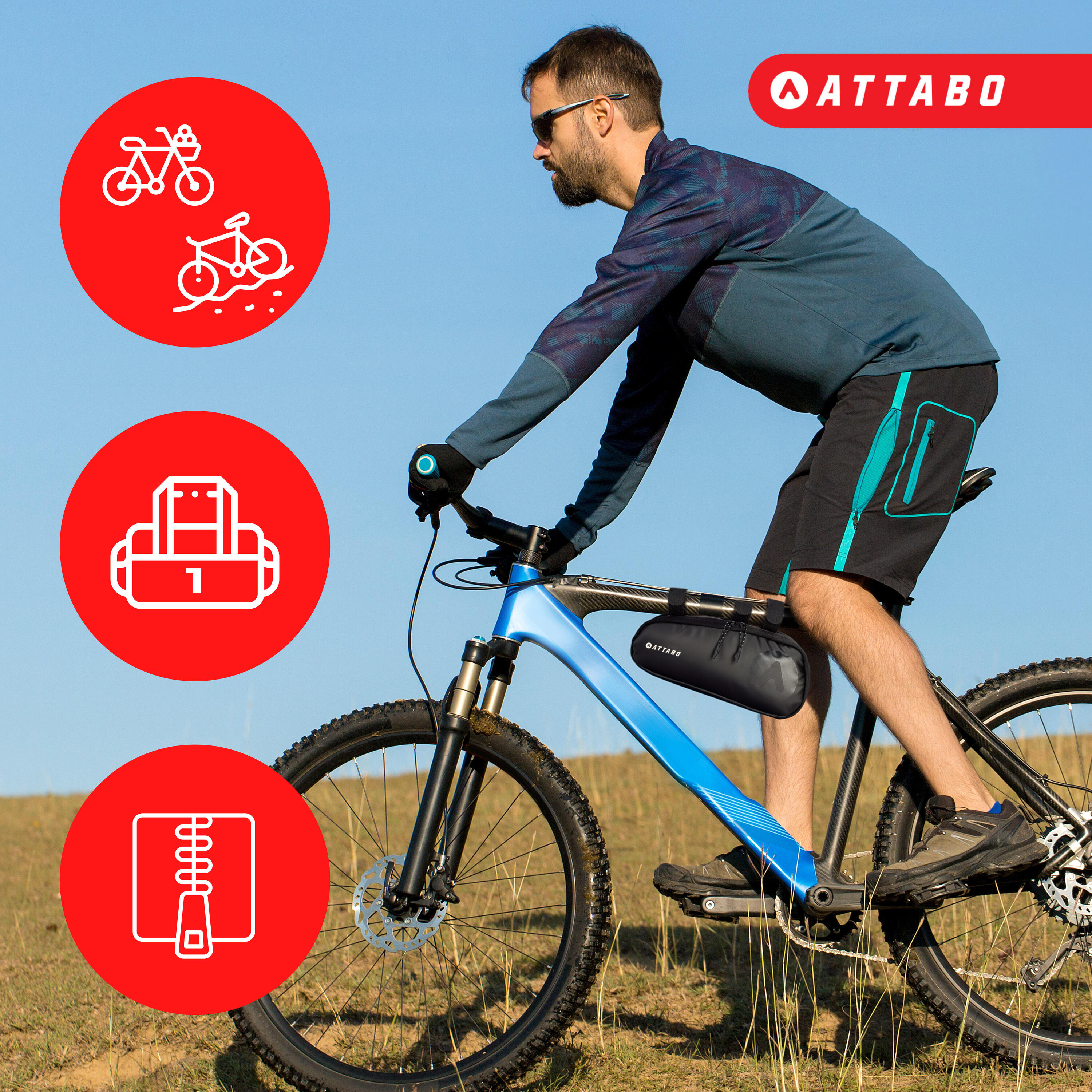 Bolsa de bicicleta para o quadro ATTABO BatBag 3/7