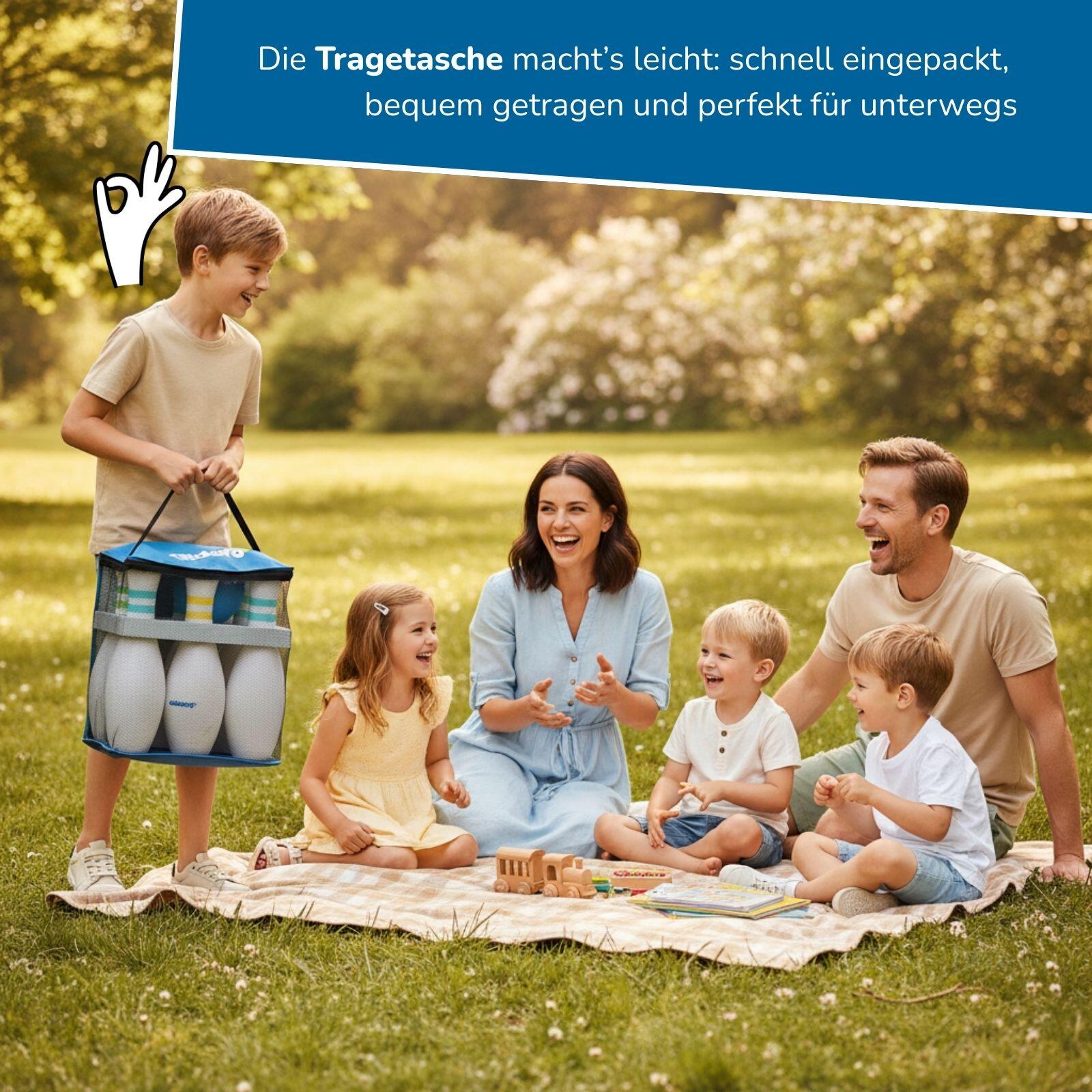 XXL Bowling Set mit 6 Pins (42 cm groß) - riesiges Kegelspiel für Kinder ab 3 7/8