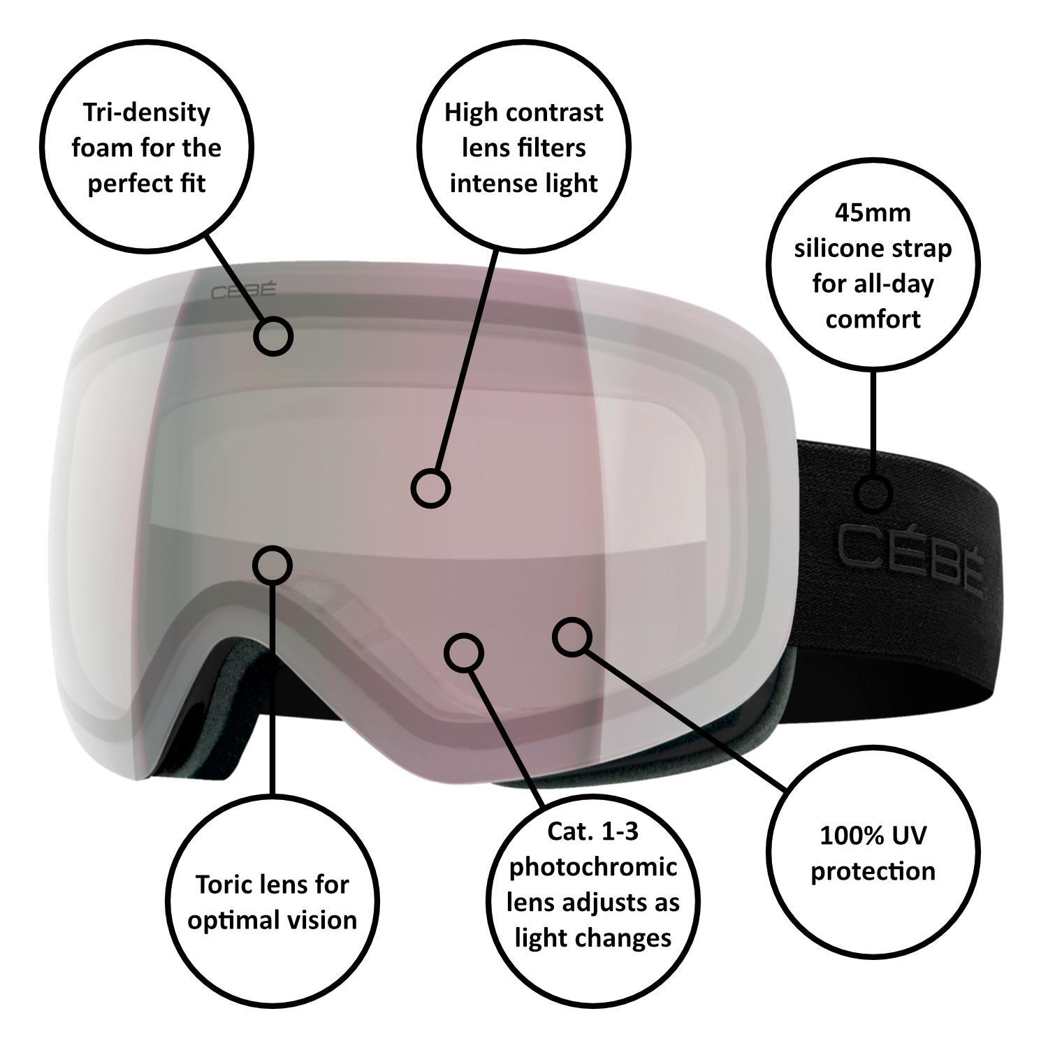 Masque De Ski/snow Cebe Cloud3 Vario Photochromique Cat 1-3 Homme 5/5