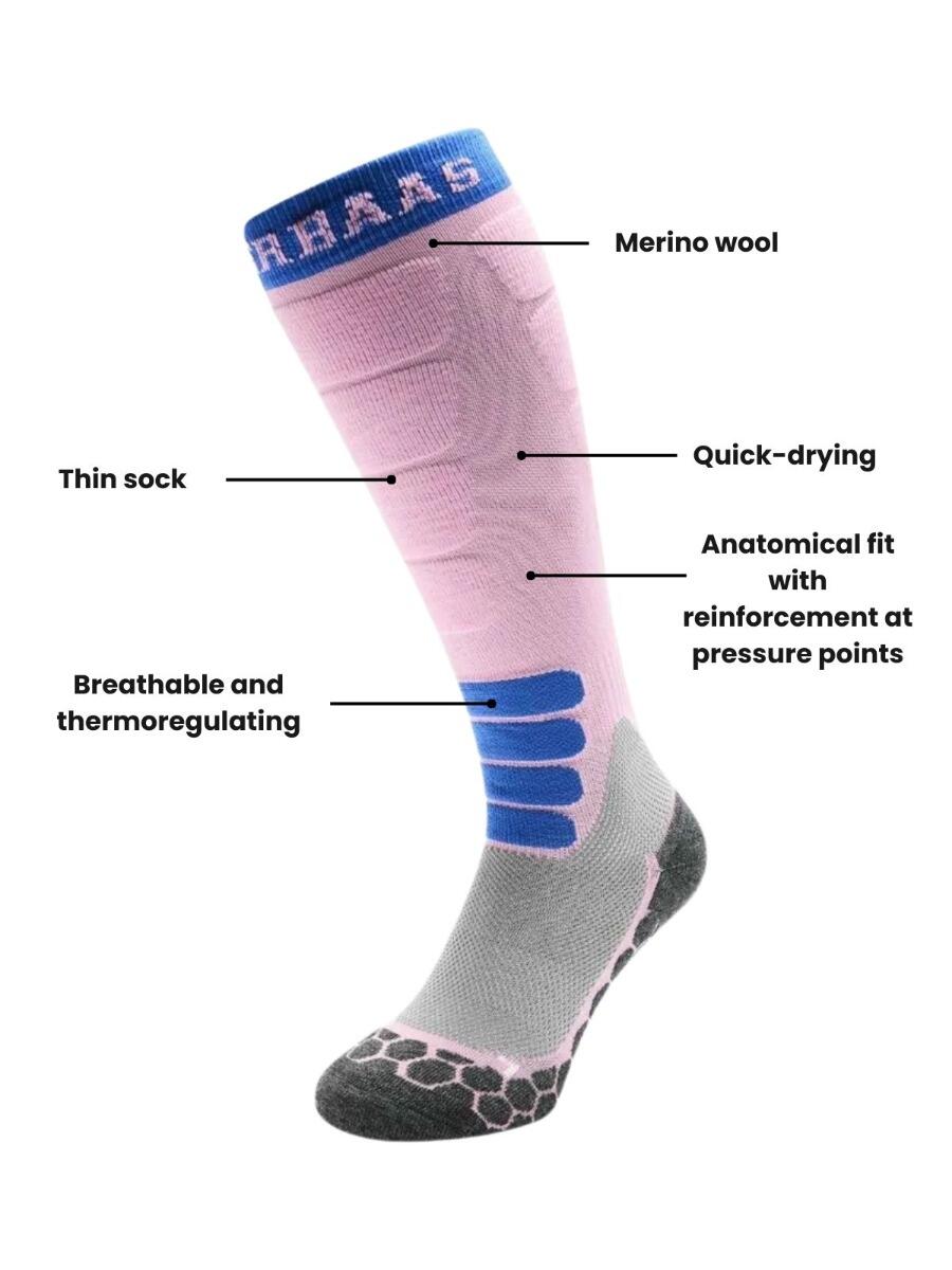 Chaussettes de ski - Femme - Laine mérinos - Pro - Powder Rose 3/3