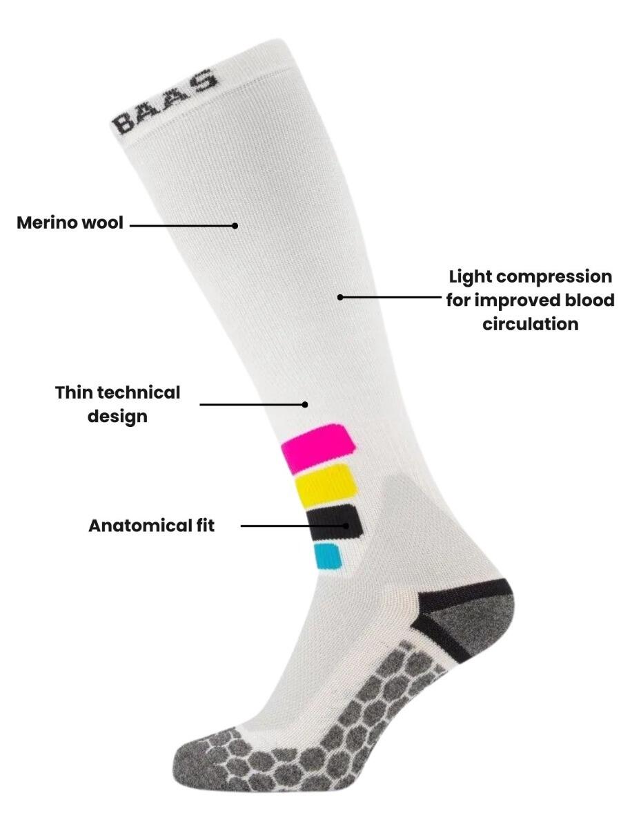 Chaussettes de ski Poederbaas Compression Technical Pro Merino 3-pack Blanc 3/3