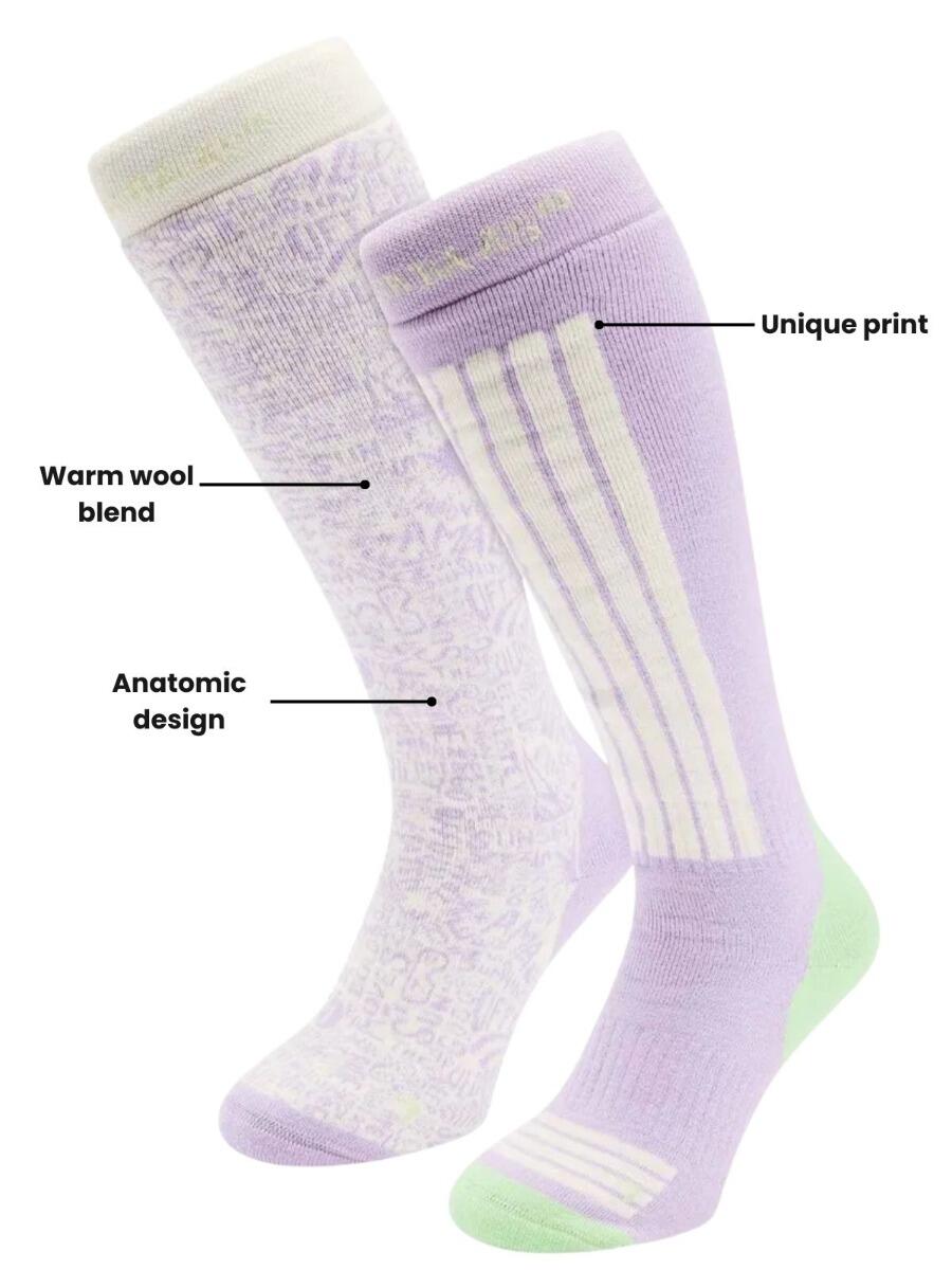 Chaussettes de ski - Femme - 2 paires - Blanc Multi 3/3