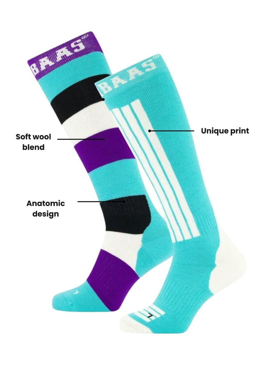 Chaussettes de ski Poederbaas 6-pack Striped Mint 4/4