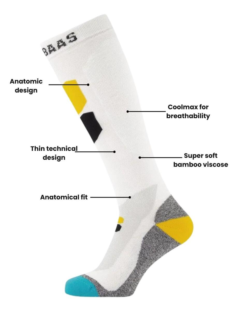 Chaussettes de ski Poederbaas Technical Bamboo Freeride 3-pack Blanc 5/6