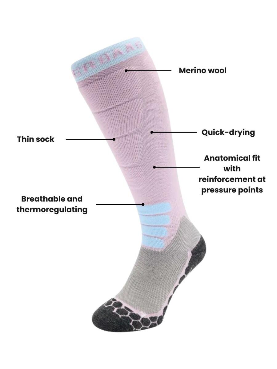 Chaussettes de ski - Femme - Laine mérinos - Pro - Violet 3/3