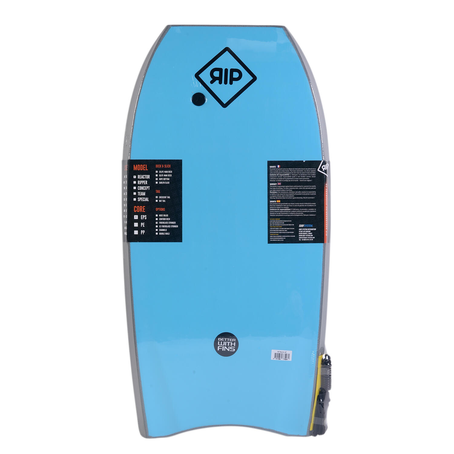 RIP Bodyboard - Ripper Stringer avec leash (EPS) - Grey / Blue 2/2