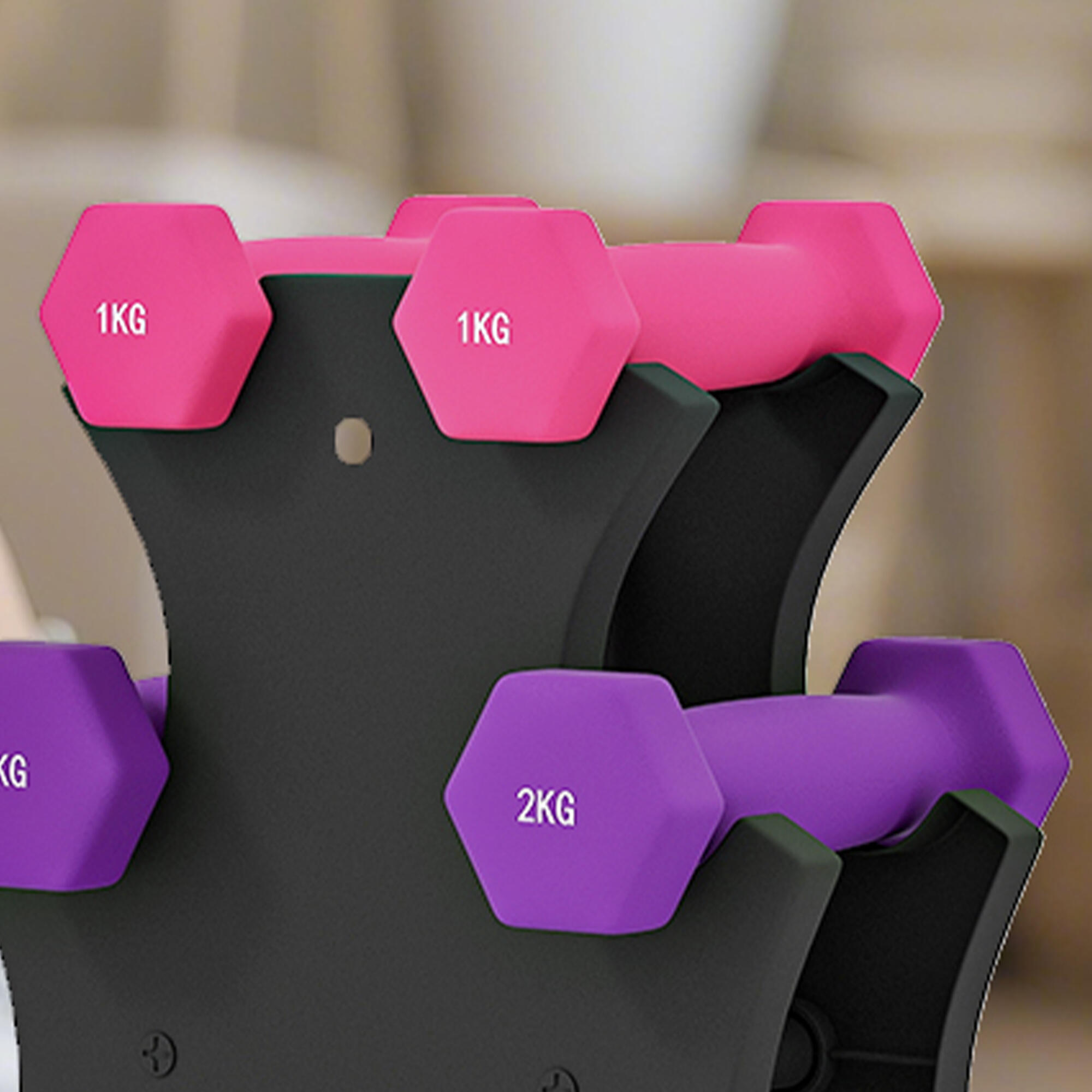 Conjunto de halteres 31x9x28 cm rosa, roxo e verde SPORTNOW 4/7