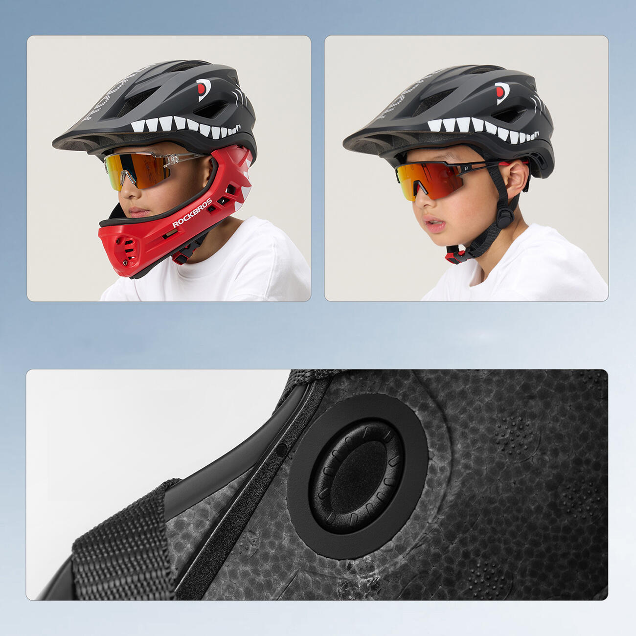 Kask rowerowy Rockbros dziecięcy z odpinana szczęką 6/7