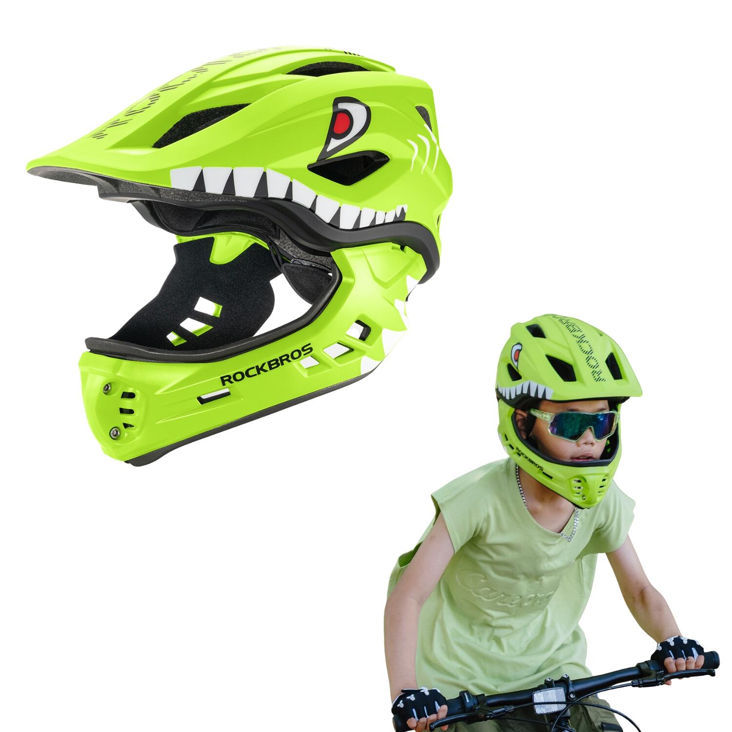 Casco da bici per bambini Rockbros con mentoniera rimovibile 2/7