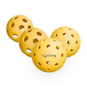 Lifelong Pickleball Balls Pack of 4 | Durable Plastic, 26-Hole Indoor & 40-Hole Outdoor | High Bounce, Lightweight, Perfectly Balanced Balls | Ideal for All Skill Levels