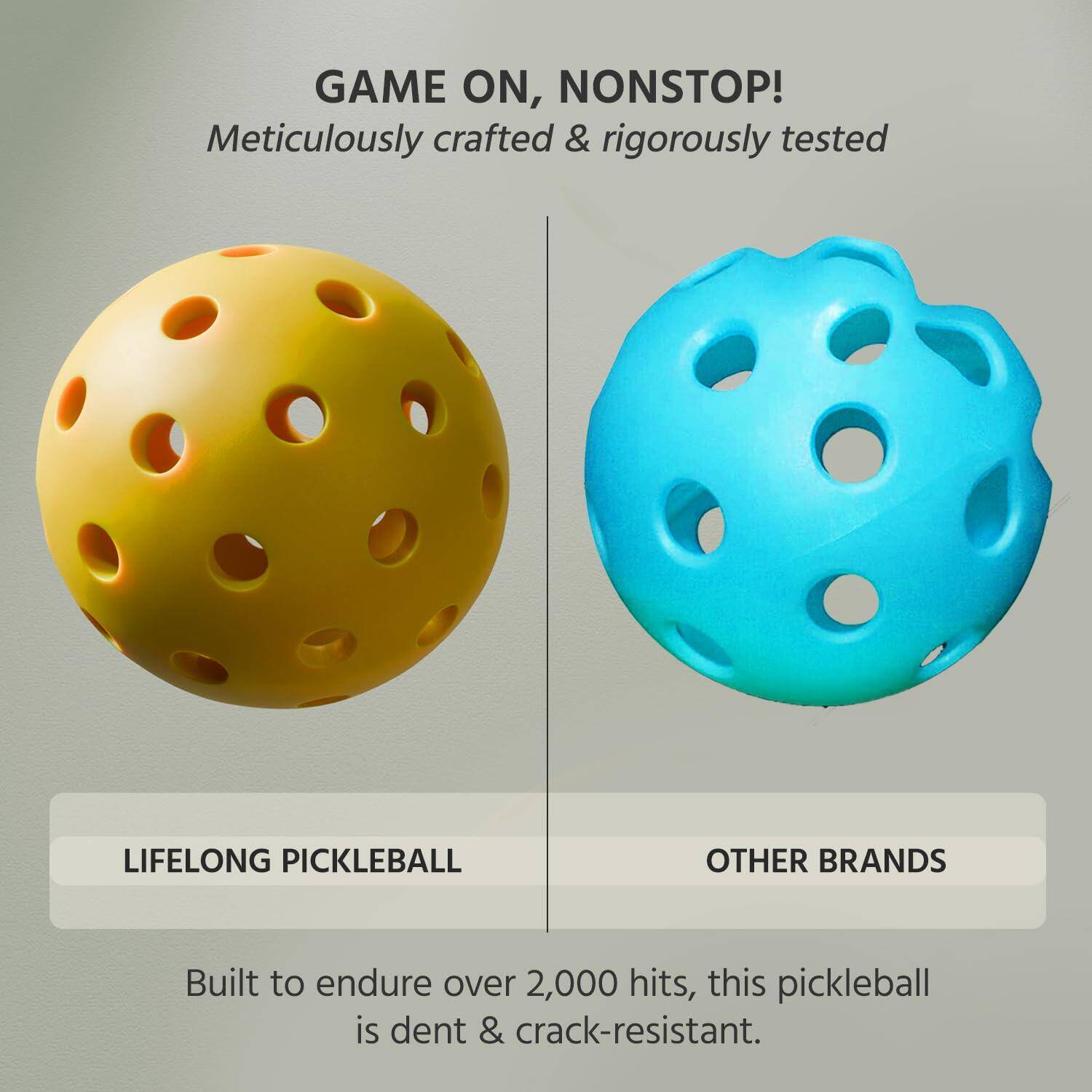 Lifelong Pickleball Balls Pack of 4 | Durable Plastic, 26-Hole Indoor & 40-Hole Outdoor | High Bounce, Lightweight, Perfectly Balanced Balls | Ideal for All Skill Levels -  4