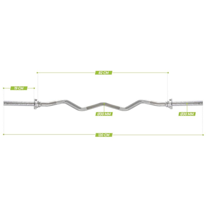 Bara ondulata tip haltera cu surub VirtuFit - 120 cm/30mm