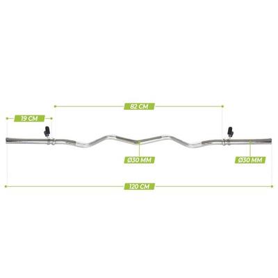 Curlstang - ez halterstang - 120 cm - veerclip - 30 mm