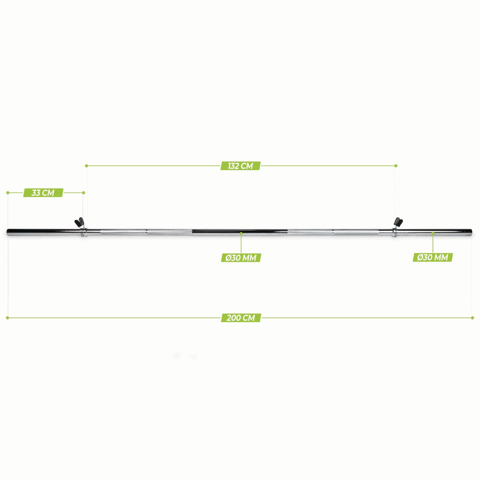 Halterstang - 200 cm - Veerclipsluiting - 30 mm 2/7