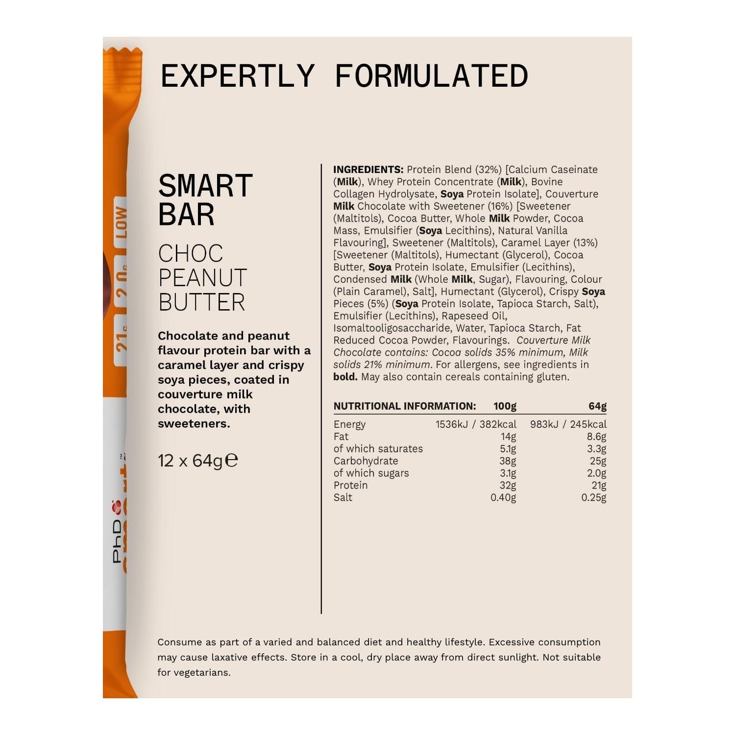 Barres protéinées - Smart Bar - Chocolat au Beurre de Cacahuète Boite de 12 3/3