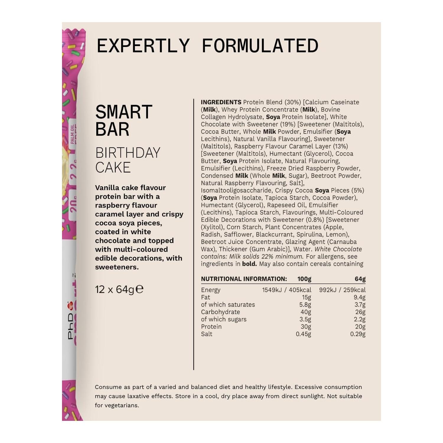 Barres protéinées - Smart Bar - Gâteau d'Anniversaire Boite de 12 3/3
