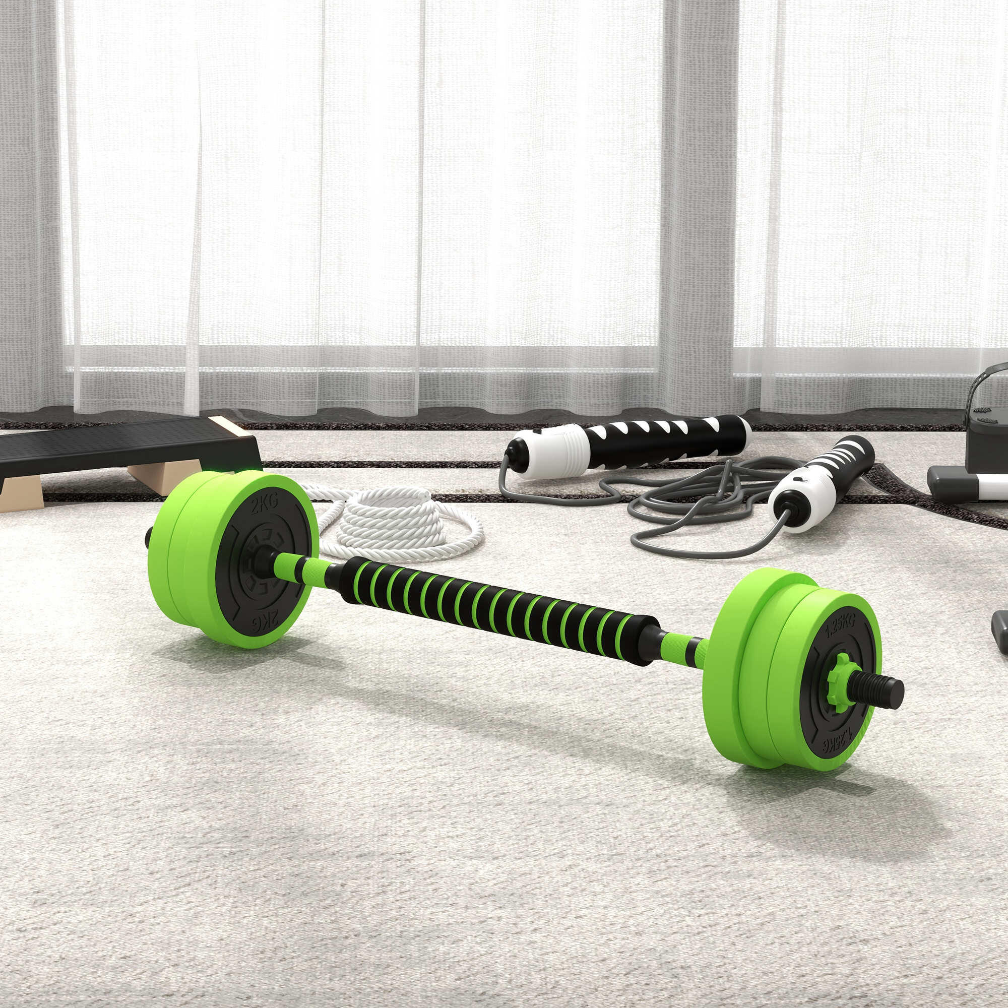 Conjunto de halteres 20kg 95x20x20 cm verde SPORTNOW 2/7