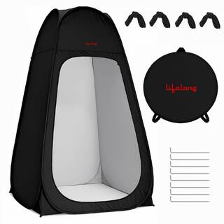 Lifelong Polyester Pop Up Tent for Camping - Dress Changing with Portable Foldable Cloth Outdoor Bathroom Tent, Camp Toilet Rain Shelter, Height 7Ft-(Black 1 Person)