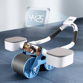 Lifelong LLAR05 Abs Roller For Men, Abdominal Exercise Equipment For Home Gym- With Timer, Mobile Holder & Knee Pad-Exercise Wheels For Men & Women-Abs Workout Machine For Core Plank Workout, Blue