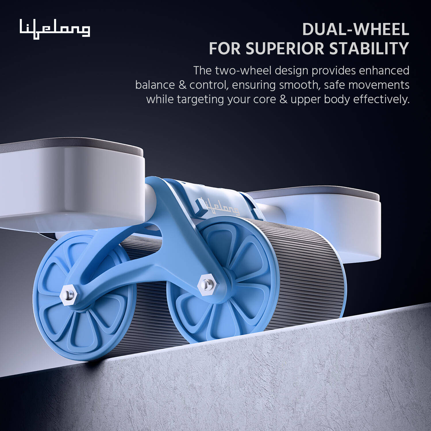 Lifelong LLAR05 Abs Roller For Men, Abdominal Exercise Equipment For Home Gym- With Timer, Mobile Holder & Knee Pad-Exercise Wheels For Men & Women-Abs Workout Machine For Core Plank Workout, Blue -  2