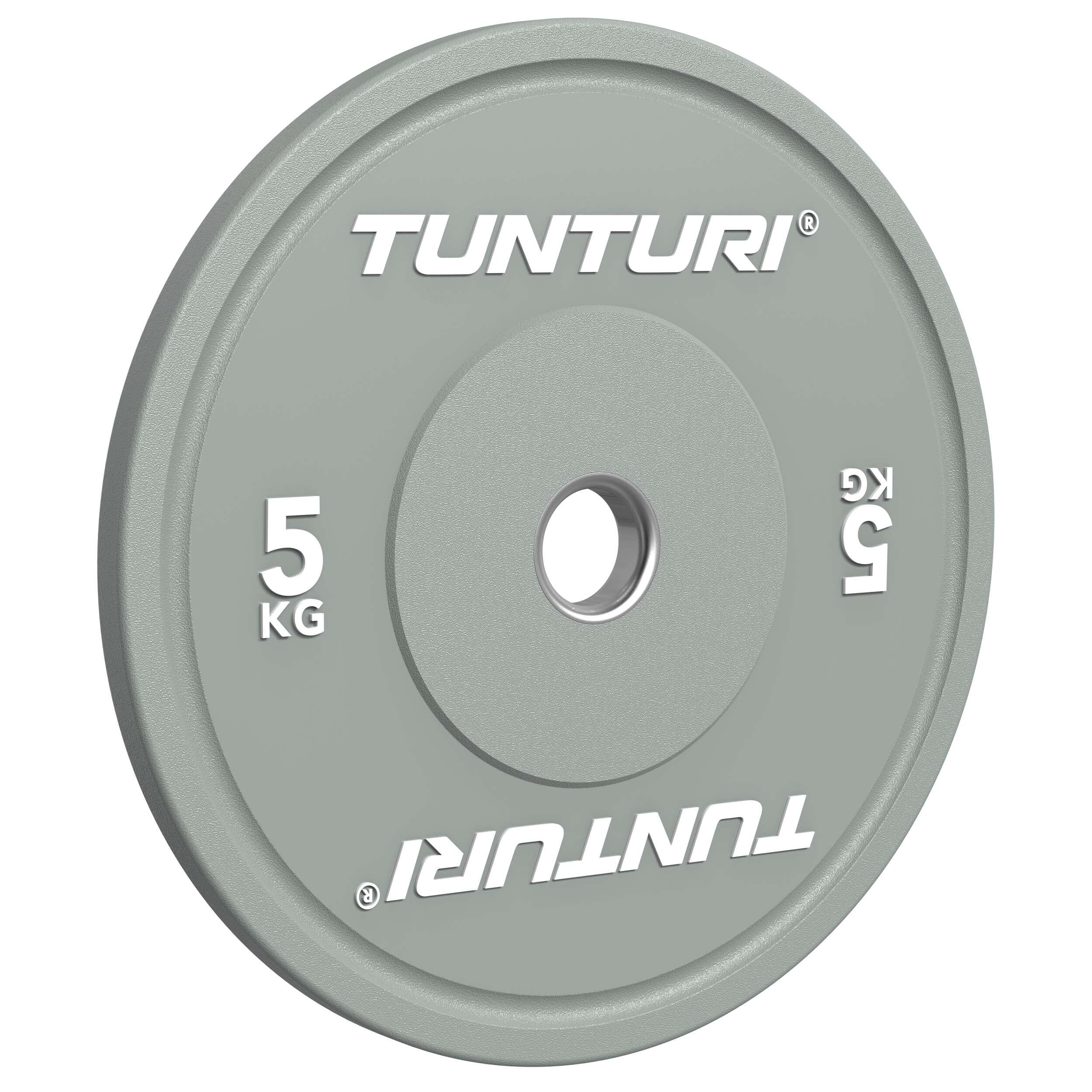 TUNTURI Platinum bumper plates - Poids d’haltère - Disques d’haltère - 1x 5kg - Gris