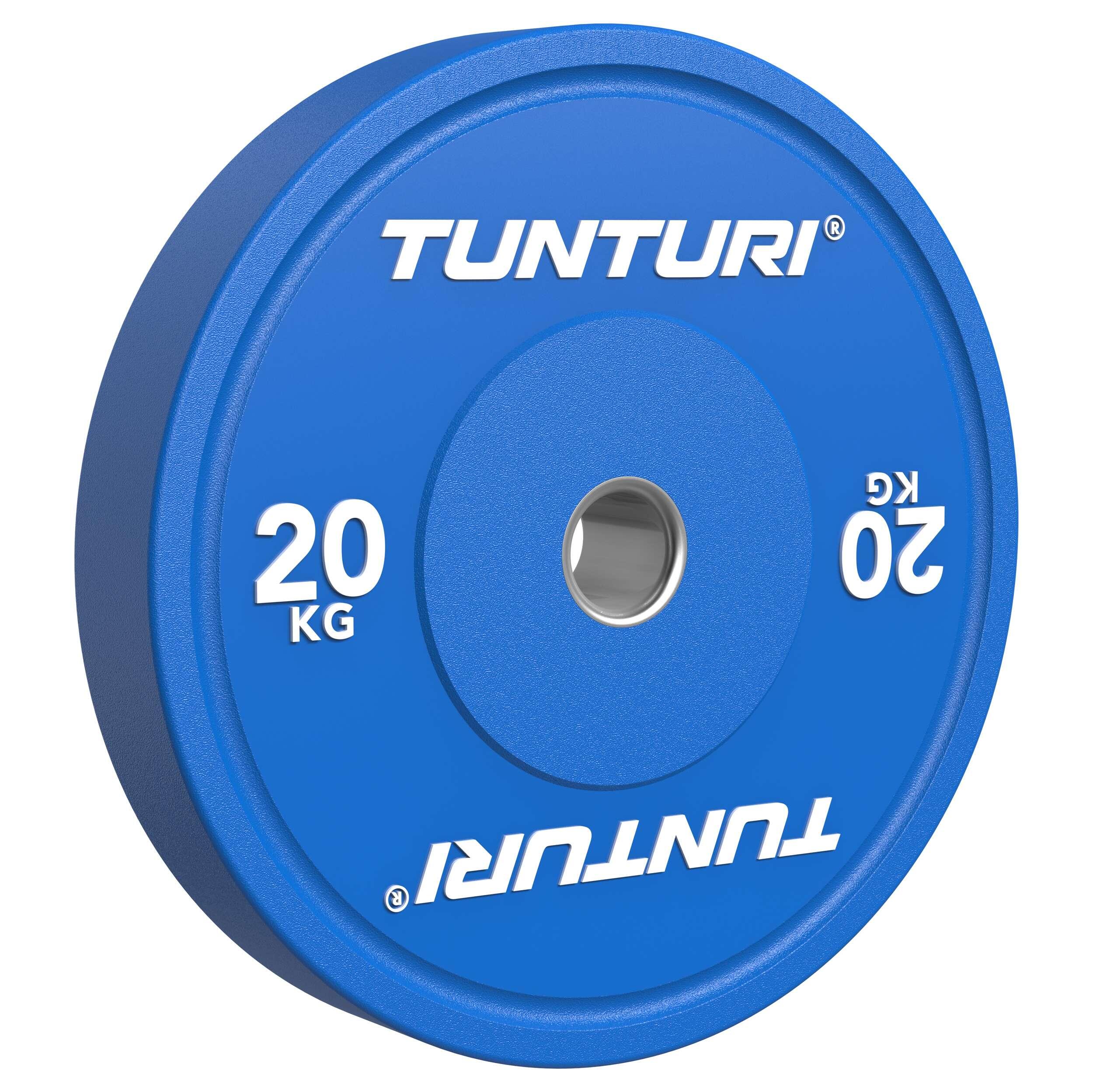 TUNTURI Platinum bumper plates - Poids d'haltère - Disques d'haltères - 1x 20kg - Bleu