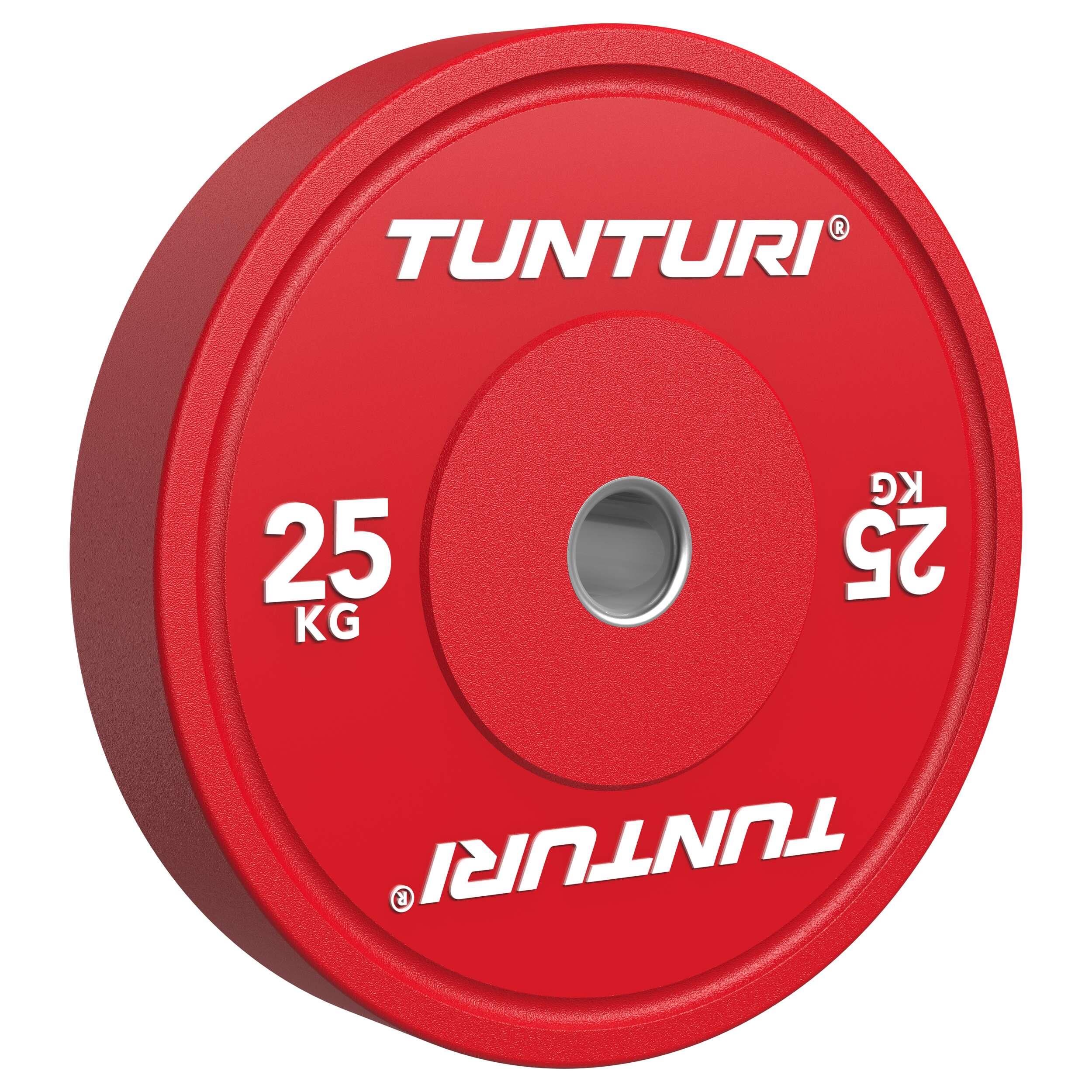 TUNTURI Platinum bumper plates - Poids d'haltère - Disques d'haltères - 1x 25kg - Rouge