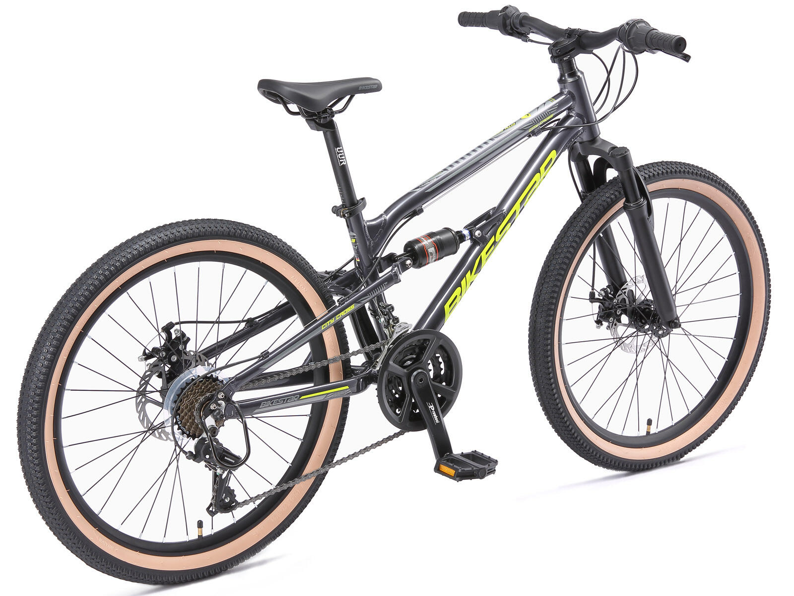 MTB 24" aluminium, kinderfiets 9 jaar, hardtail, 21 versnellingen, schijfremmen 4/7