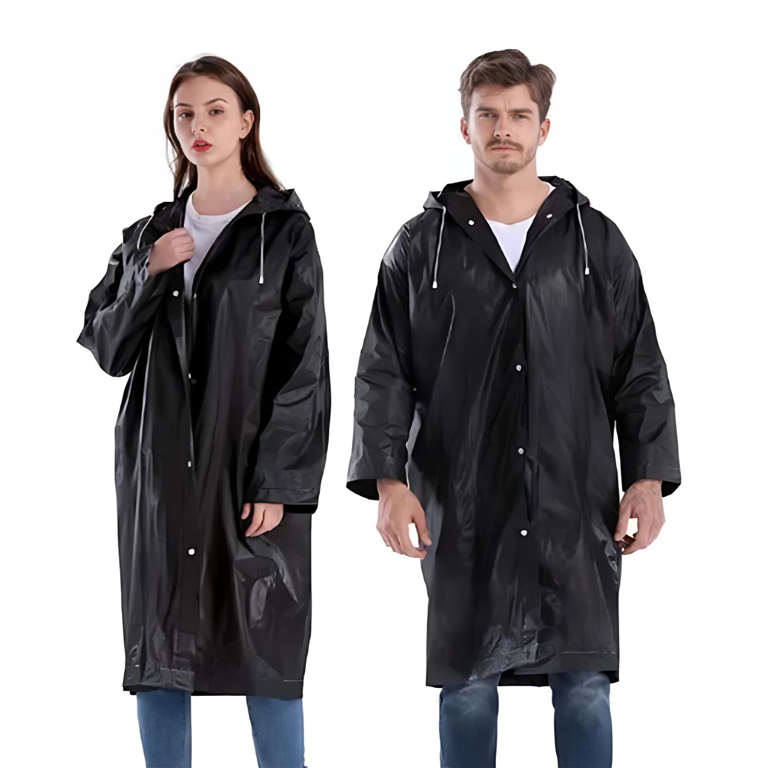 Impermeabile nero con cappuccio Taglia unica 3/7