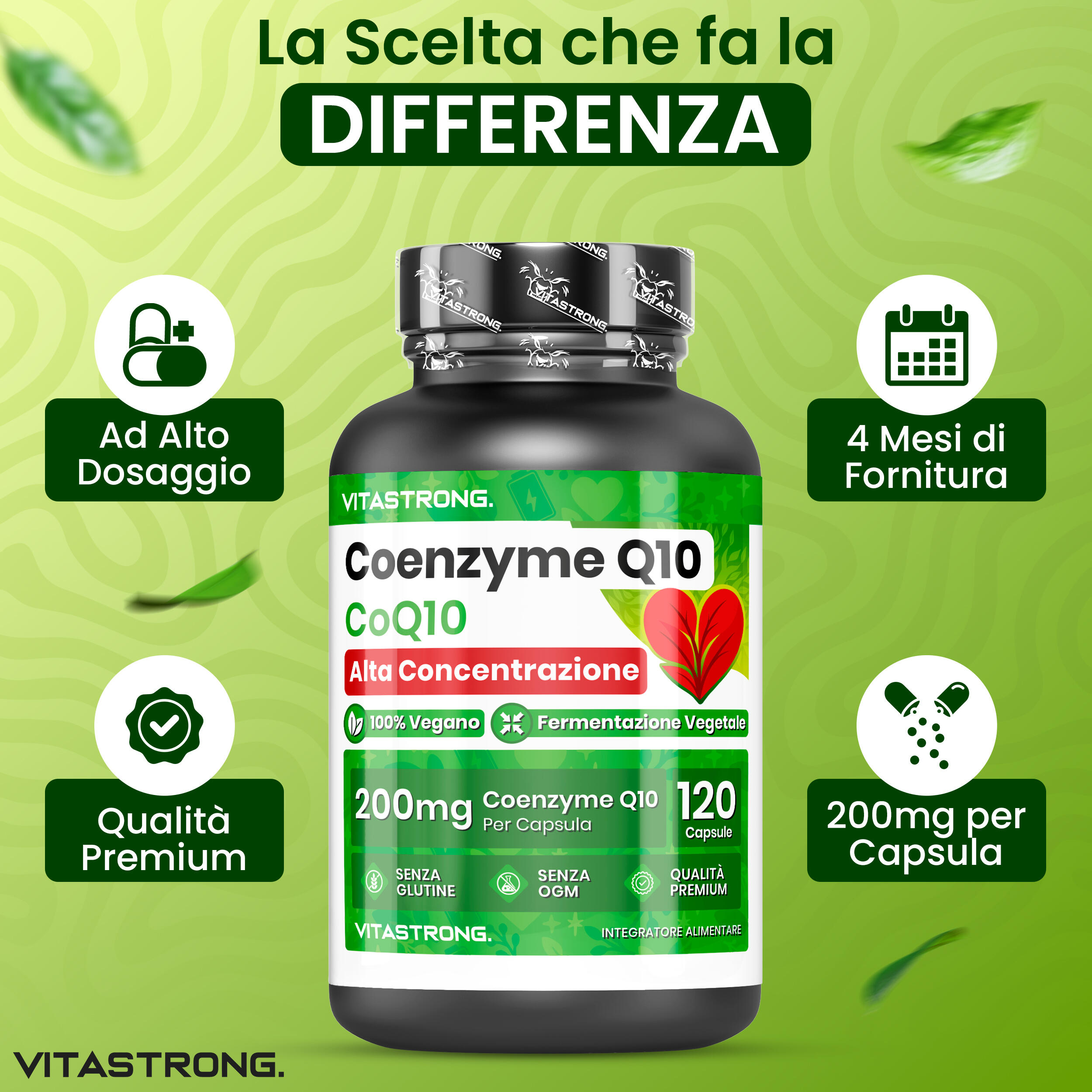 Coenzima Q10 200mg Vitastrong - 120 Capsule CoQ10 100% Puro, ad Alto Dosaggio 2/7