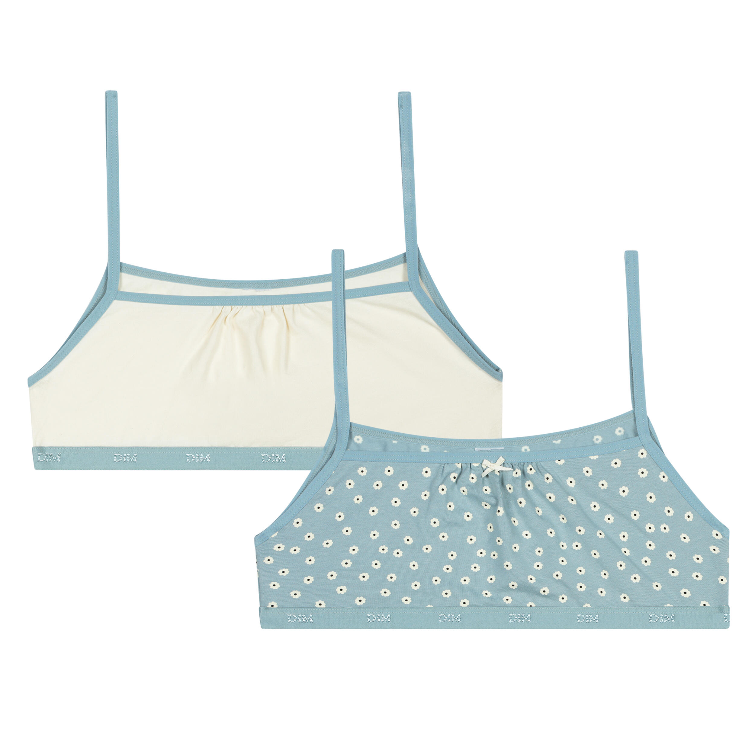 Dim - Dim Les Pockets, Lot De 2 Brassières Fille Coton Stretch - Brassière - Bleu - 8 Ans / 122-133 Cm - Decathlon