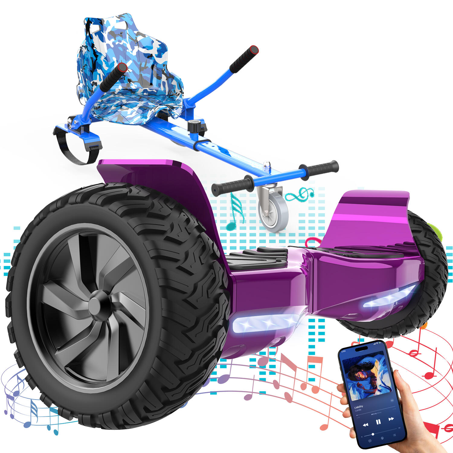 Rcb - Hoverboards Avec Go-kart 8.5 Pouces, Bluetooth Rcb-hy-a16 - Hoverboard - Bleu|violet - Decathlon