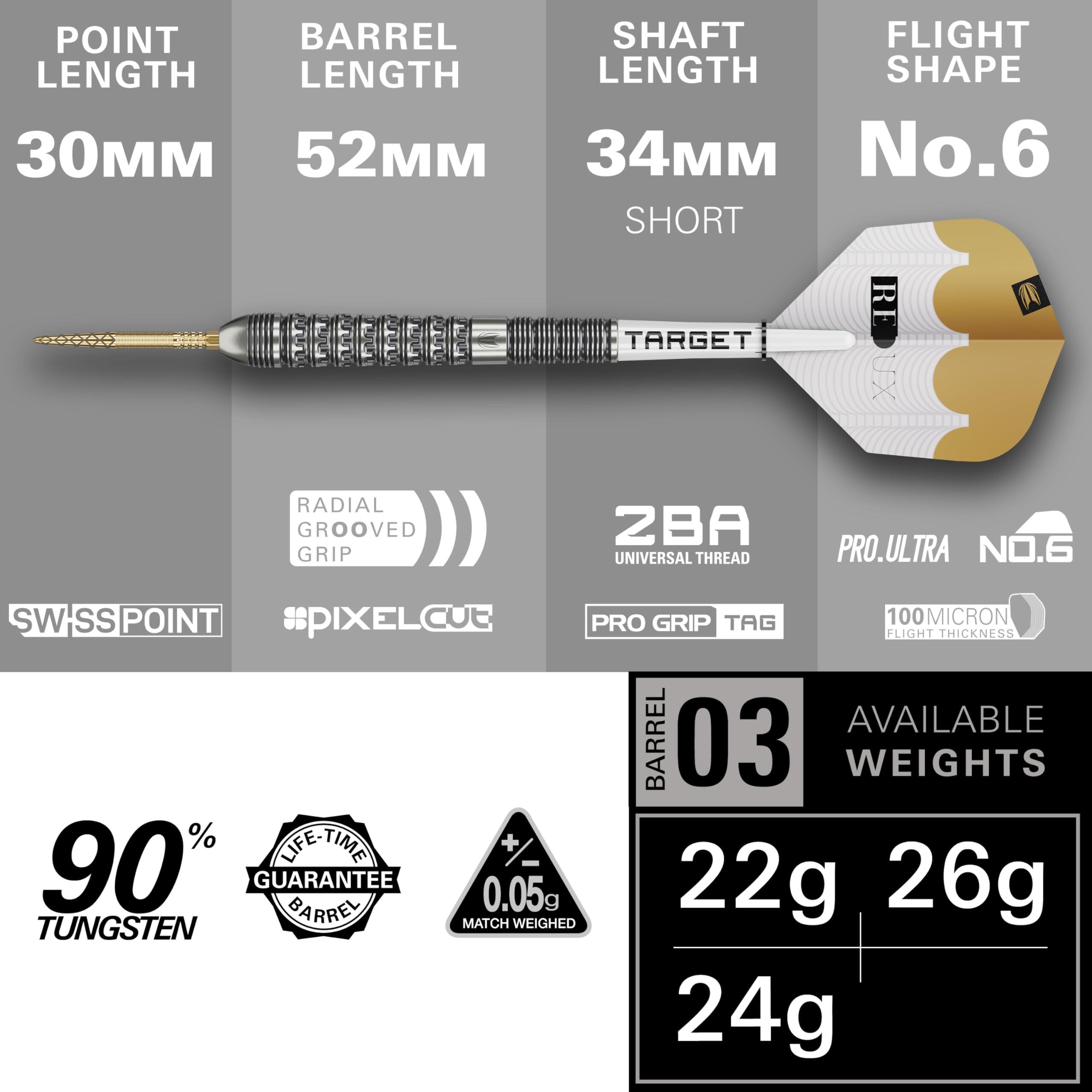 Fléchettes Redux Swiss Point en tungstène 90% - Pointe acier 22g 2/6